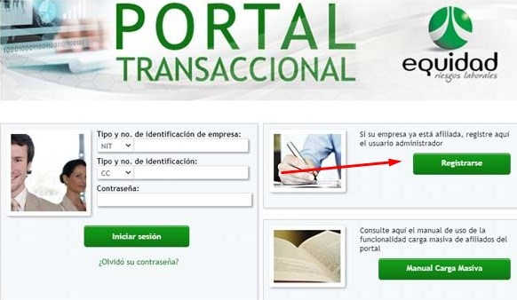 Registro en el portal web de la ARL La Equidad paso 3