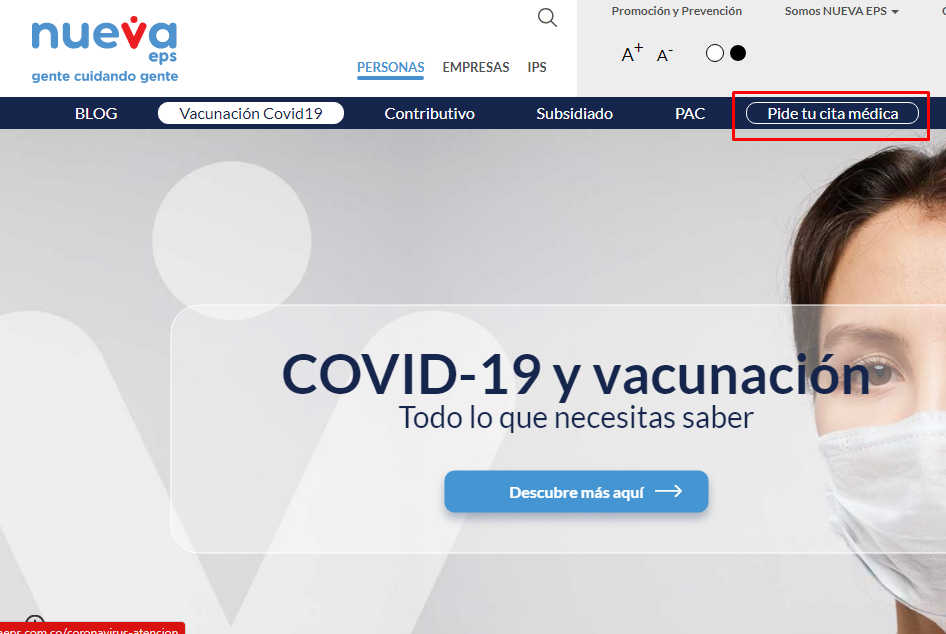 paso 5 para pedir una cita en línea en Nueva EPS